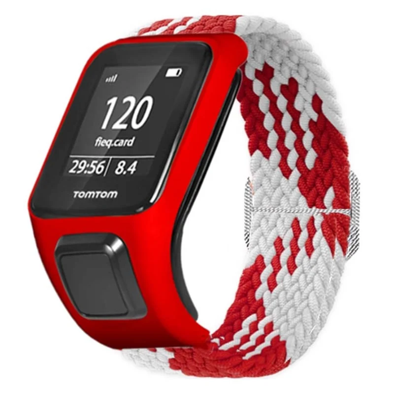 TomTom Runner 2 / 3 / Spark / Adventurer Watch Band Braided Adjustable Nylon Loop Strap with Case - Rainbow