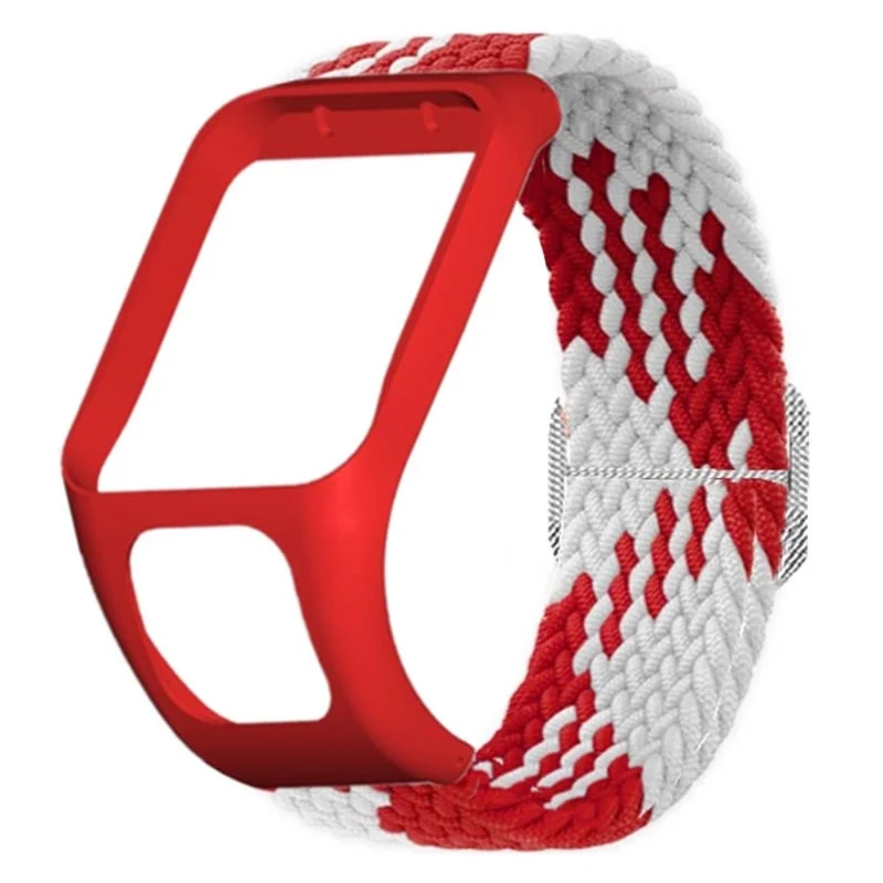 TomTom Runner 2 / 3 / Spark / Adventurer Watch Band Braided Adjustable Nylon Loop Strap with Case - Rainbow