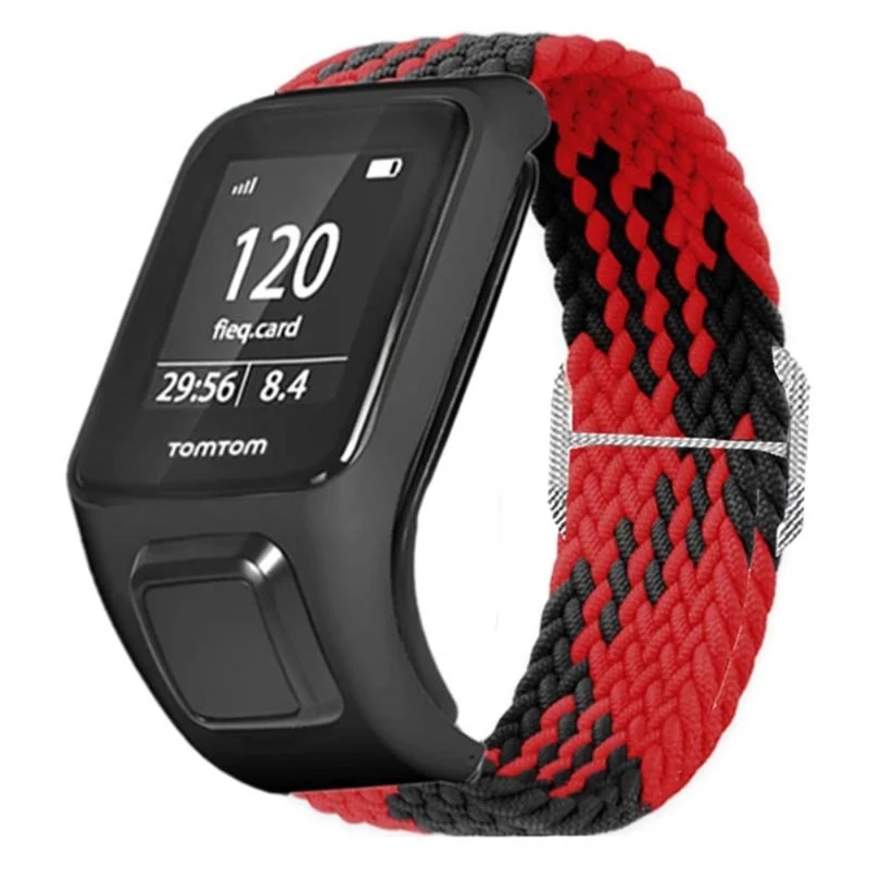 TomTom Runner 2 / 3 / Spark / Adventurer Watch Band Braided Adjustable Nylon Loop Strap with Case - Rainbow