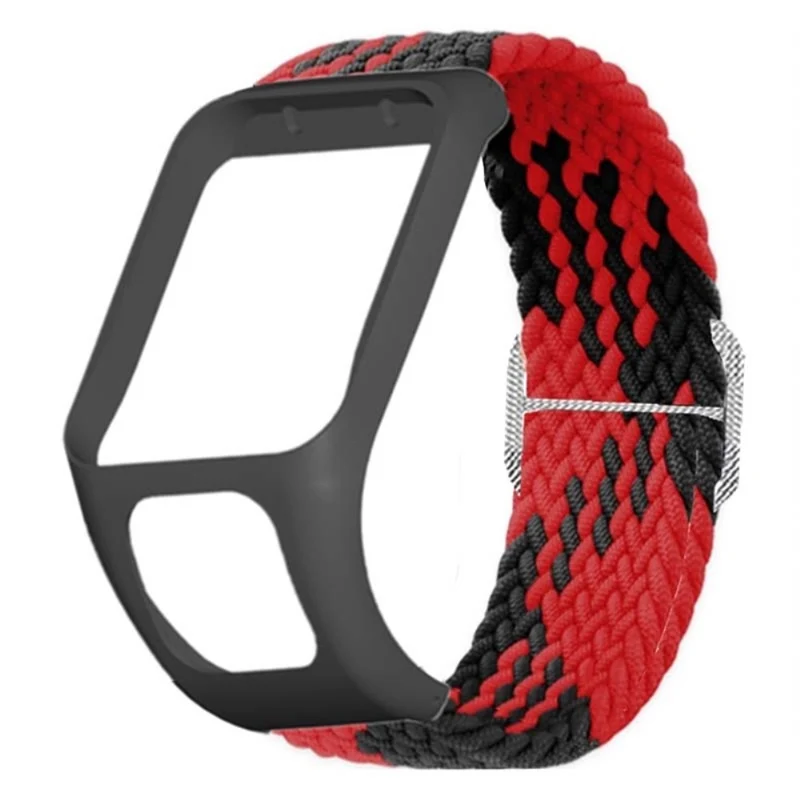 TomTom Runner 2 / 3 / Spark / Adventurer Watch Band Braided Adjustable Nylon Loop Strap with Case - Rainbow