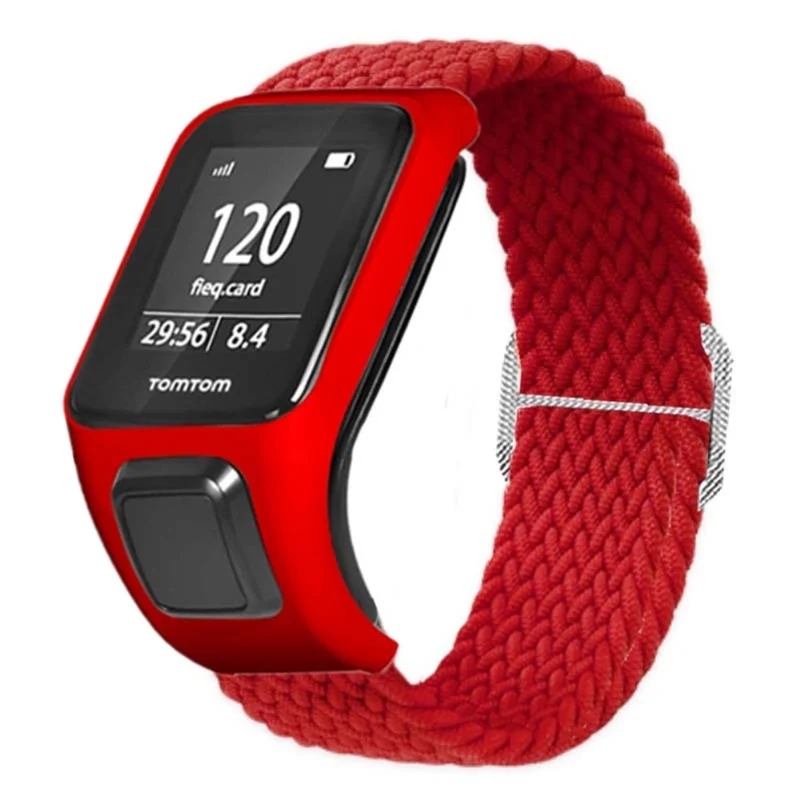 TomTom Runner 2 / 3 / Spark / Adventurer Watch Band Braided Adjustable Nylon Loop Strap with Case - Rainbow