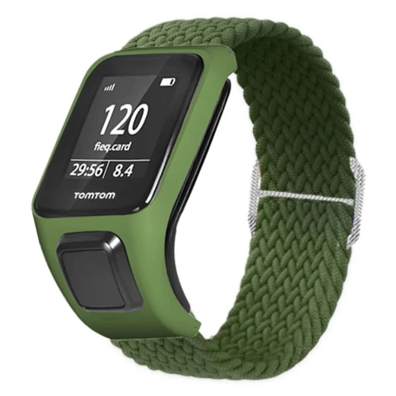 TomTom Runner 2 / 3 / Spark / Adventurer Watch Band Braided Adjustable Nylon Loop Strap with Case - Rainbow