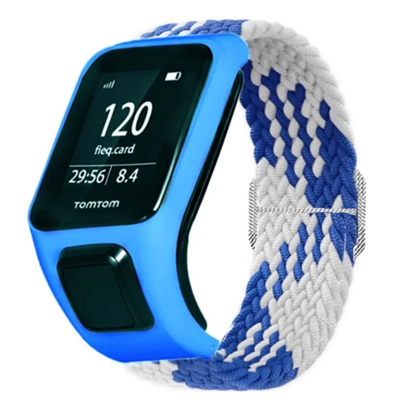 TomTom Runner 2 / 3 / Spark / Adventurer Watch Band Braided Adjustable Nylon Loop Strap with Case - Rainbow