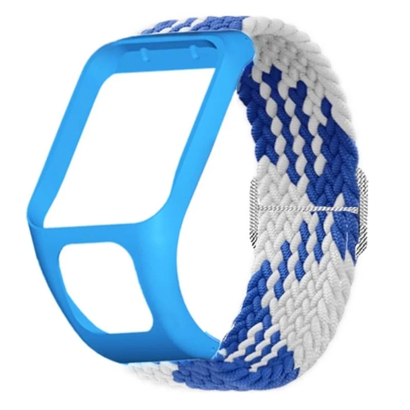 TomTom Runner 2 / 3 / Spark / Adventurer Watch Band Braided Adjustable Nylon Loop Strap with Case - Rainbow