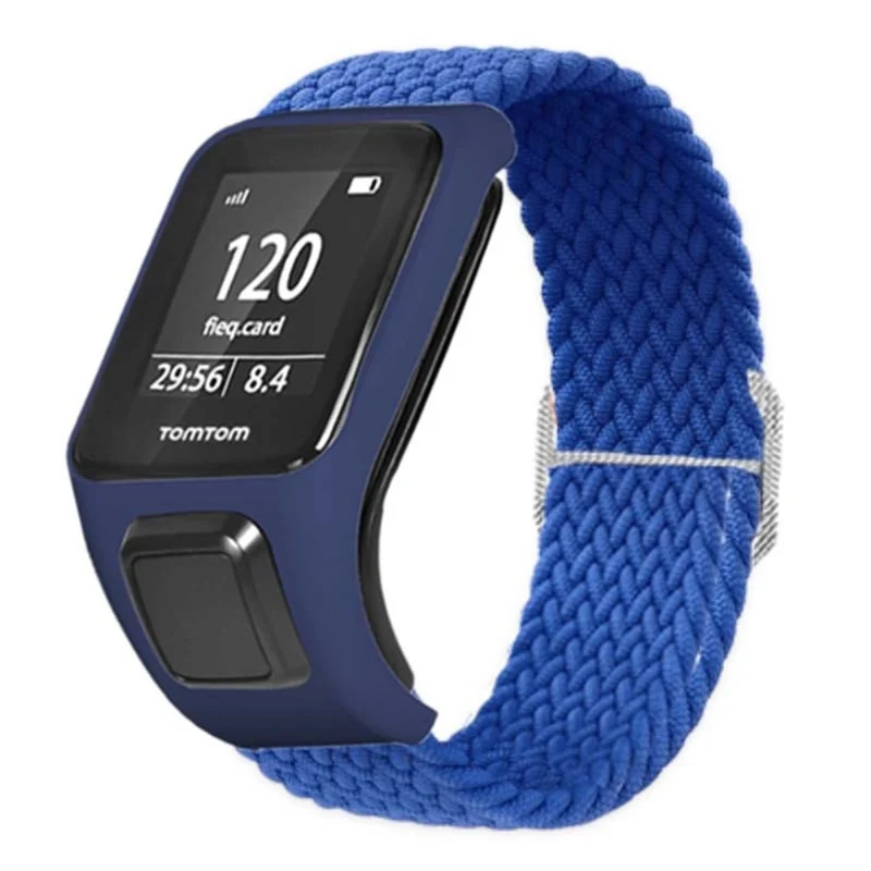 TomTom Runner 2 / 3 / Spark / Adventurer Watch Band Braided Adjustable Nylon Loop Strap with Case - Rainbow