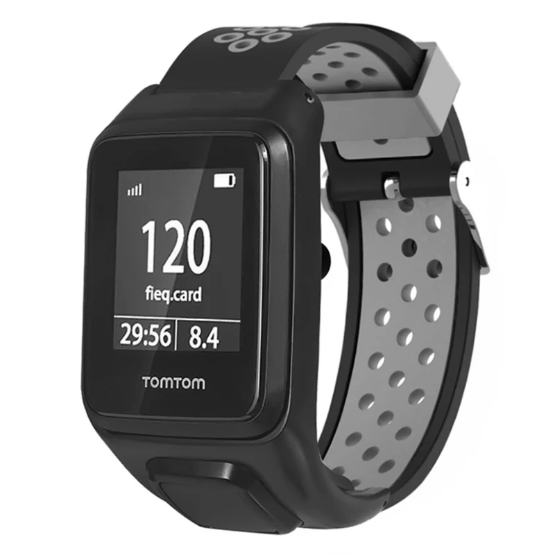 TomTom Runner 3 / Adventurer Flexible Band Dual Color Breathable Watch Strap with Case - Black+Red