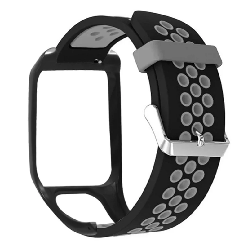 TomTom Runner 3 / Adventurer Flexible Band Dual Color Breathable Watch Strap with Case - Black+Red