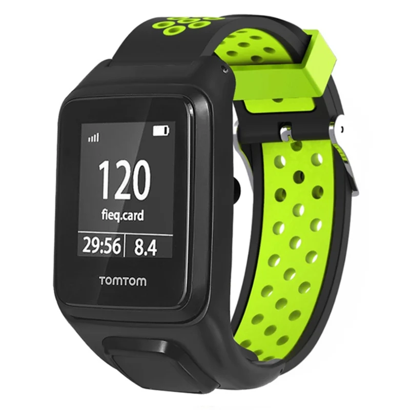 TomTom Runner 3 / Adventurer Flexible Band Dual Color Breathable Watch Strap with Case - Black+Red