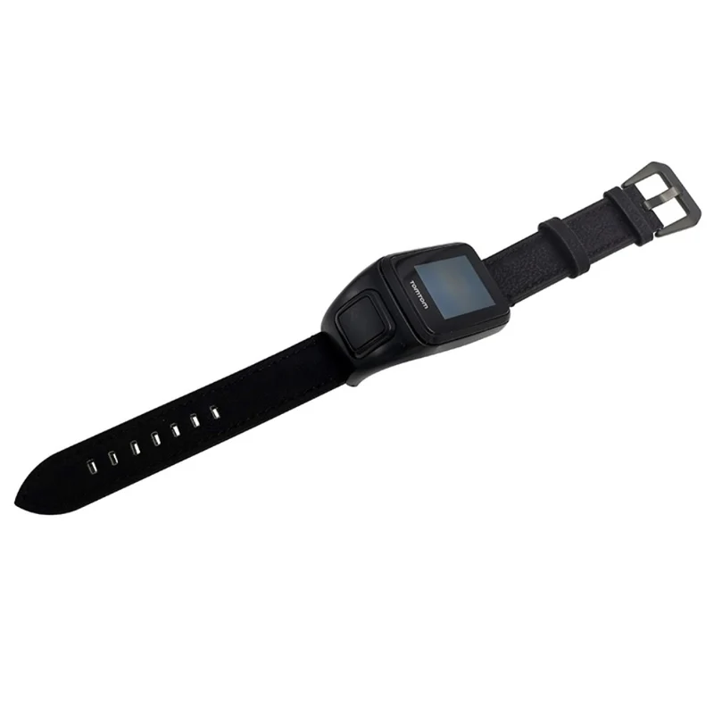 TomTom Runner 3 / Adventurer Genuine Cow Leather Band Electroplating Buckle Watch Strap with Case