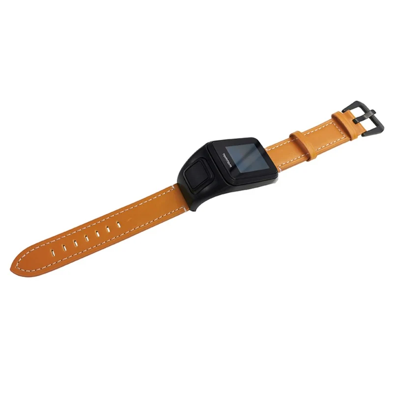 TomTom Runner 3 / Adventurer Genuine Cow Leather Band Electroplating Buckle Watch Strap with Case