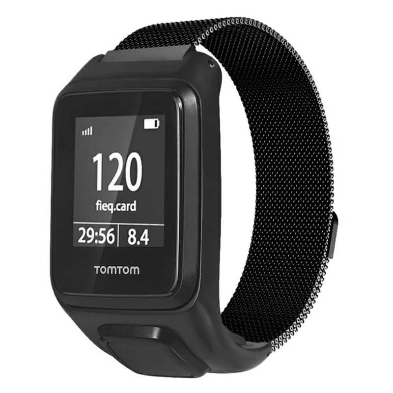 TomTom Runner 3 / 2 / Adventurer Stainless Steel Milanese Band Magnetic Watch Strap with Case
