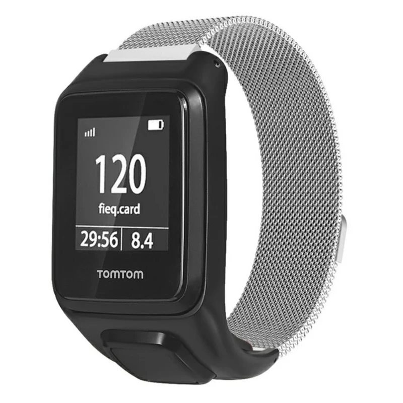 TomTom Runner 3 / 2 / Adventurer Stainless Steel Milanese Band Magnetic Watch Strap with Case