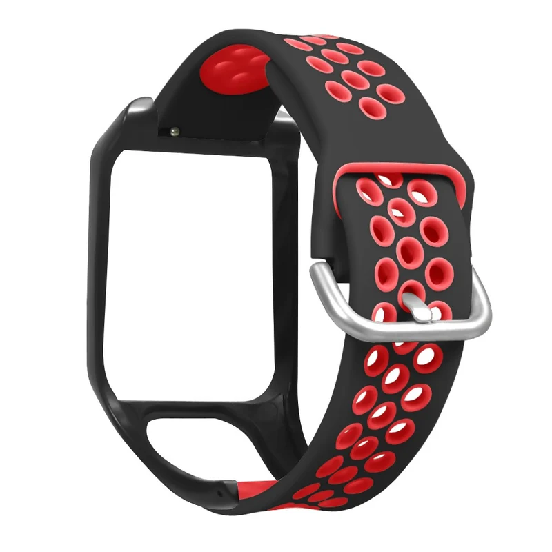 TomTom Runner 3 / 2 / Adventurer Flexible Watch Strap Dual Color Breathable Holes Wristband with Case - Grey+Green