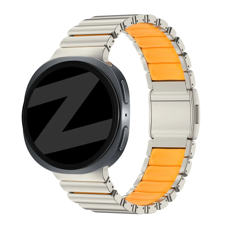 Bandz Samsung Galaxy Watch 9 - 40mm Titanarmband 'Hybrid' (Titan/Orange)