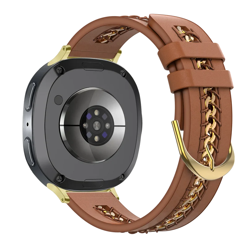 Bandz Samsung Galaxy Watch 9 - 44mm Lederarmband 'Chains' (Braun)