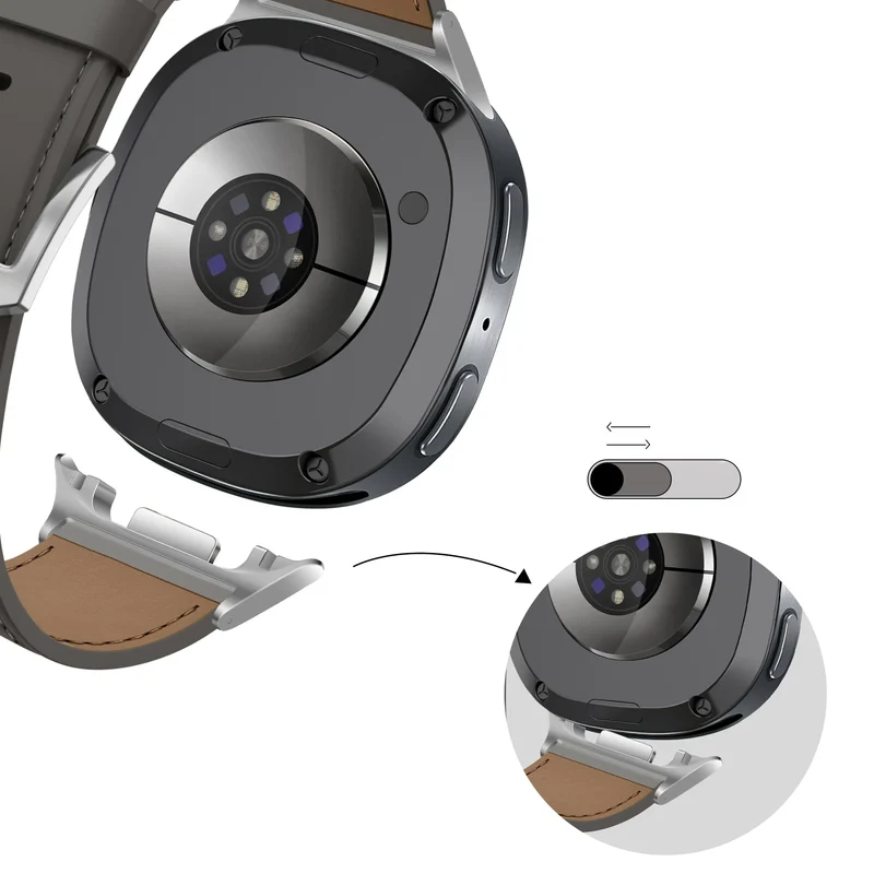 Bandz Samsung Galaxy Watch 9 - 44mm Lederarmband 'Classic' (Dunkelgrau)