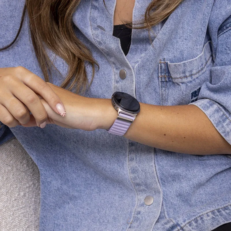 Samsung Galaxy Watch 9 - 44mm Wave Nylonarmband (Hell Lila)
