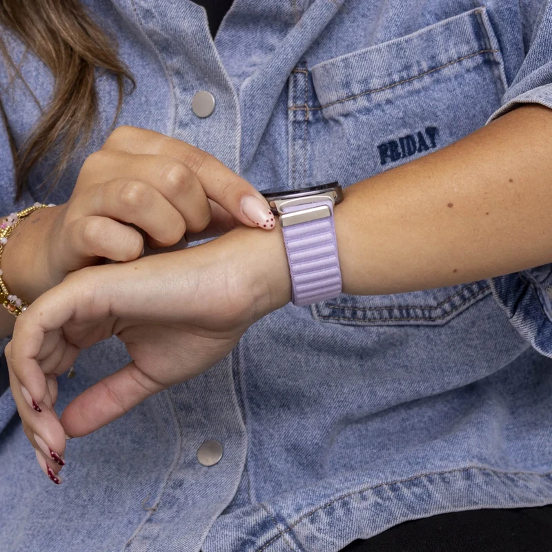 Samsung Galaxy Watch 9 - 44mm Wave Nylonarmband (Hell Lila)