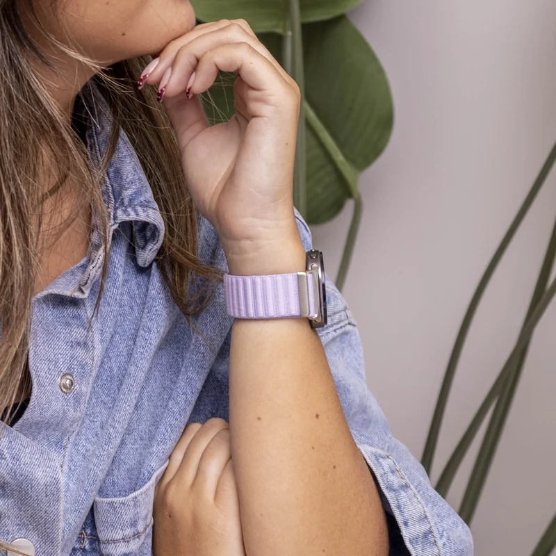 Samsung Galaxy Watch 9 - 44mm Wave Nylonarmband (Hell Lila)