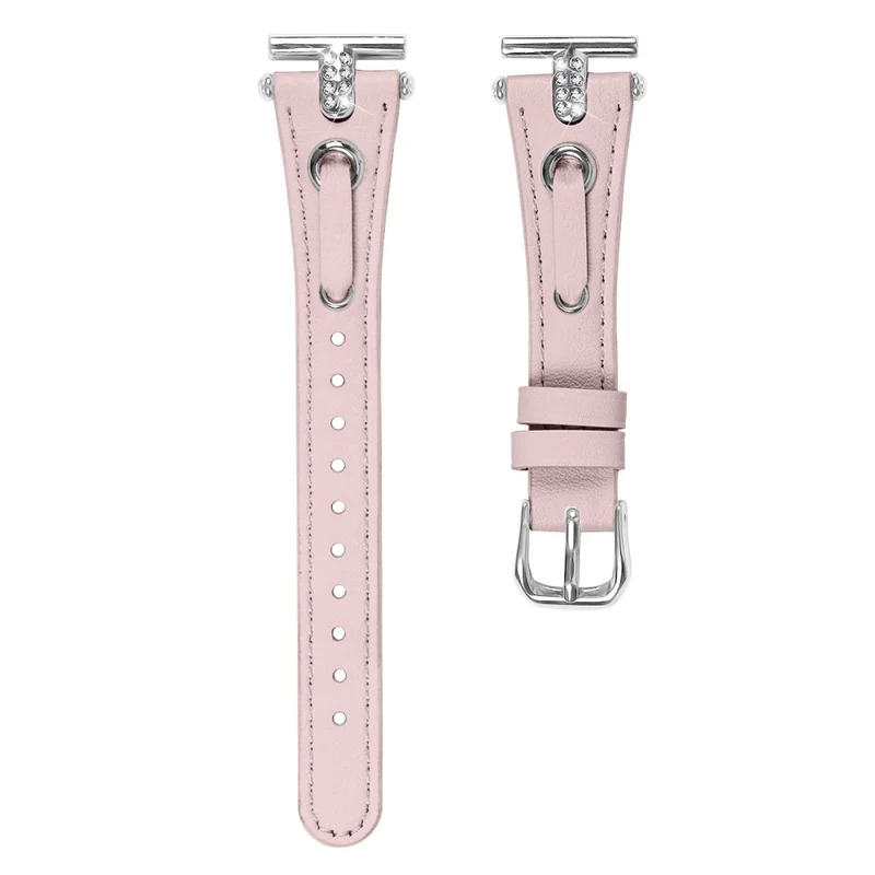 TicWatch E / 2 / C2 Watchband Genuine Cow Leather Strap with Rhinestone Decor