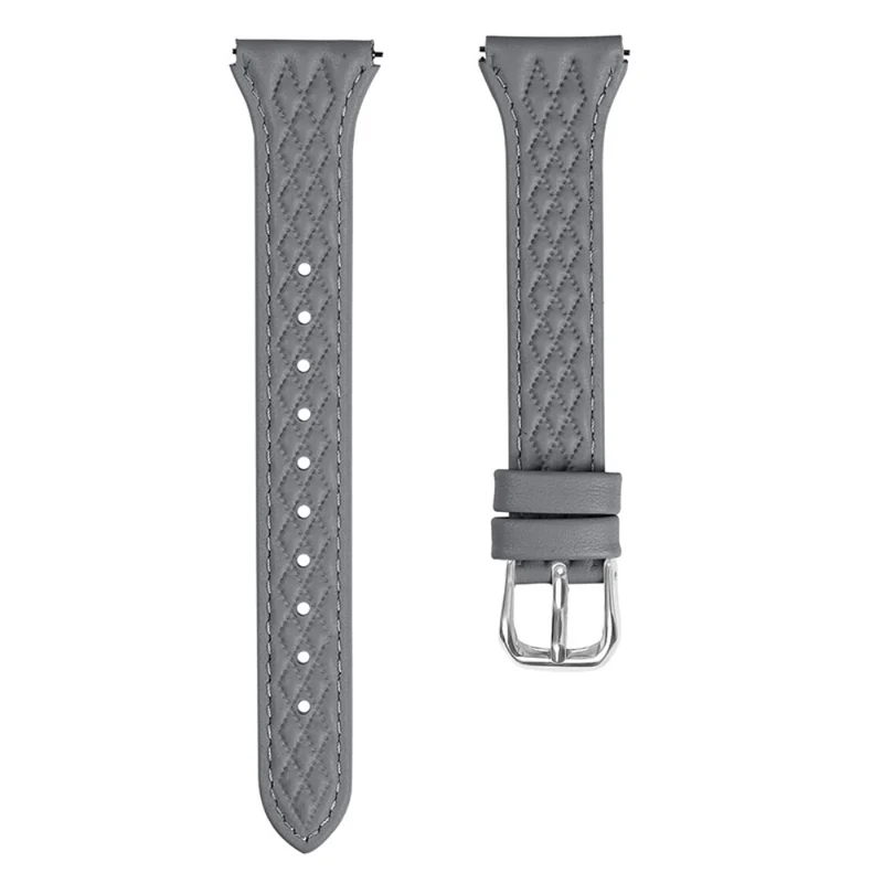 TicWatch 2 / E / C2 (Black / Silver Dial) Genuine Cow Leather Rhombus Imprinted Watchband