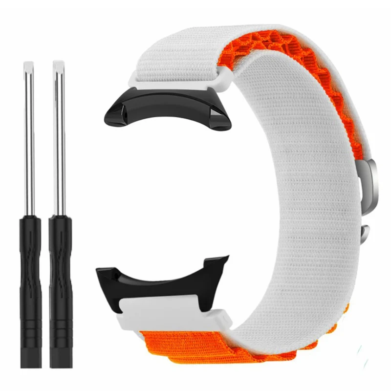 Suunto Core Watch Band 22mm Nylon Loop Adjustable Wrist Strap with Connector - White+Orange
