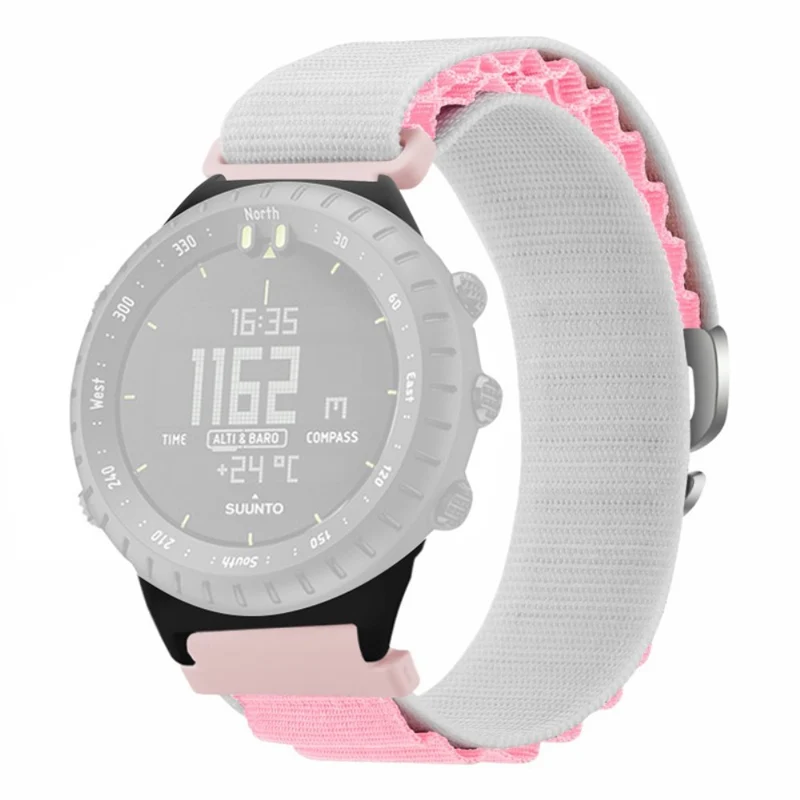 Suunto Core Watch Band 22mm Nylon Loop Adjustable Wrist Strap with Connector - White+Orange