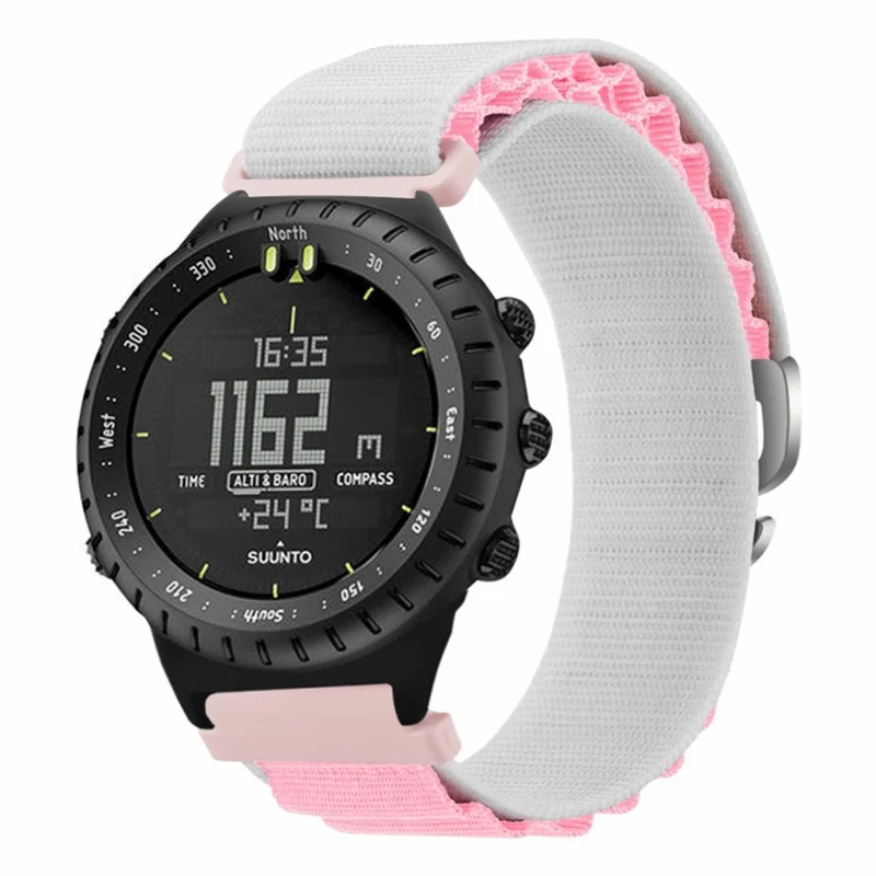 Suunto Core Watch Band 22mm Nylon Loop Adjustable Wrist Strap with Connector - White+Orange
