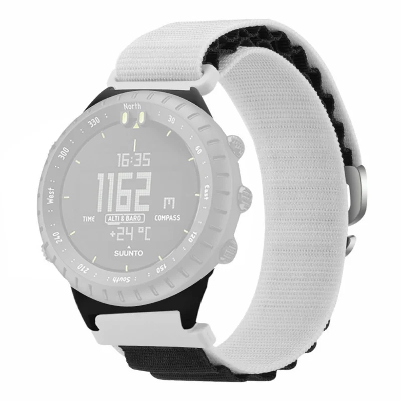 Suunto Core Watch Band 22mm Nylon Loop Adjustable Wrist Strap with Connector - White+Orange