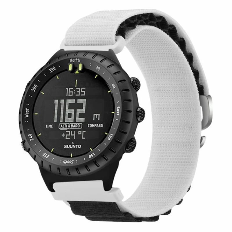 Suunto Core Watch Band 22mm Nylon Loop Adjustable Wrist Strap with Connector - White+Orange