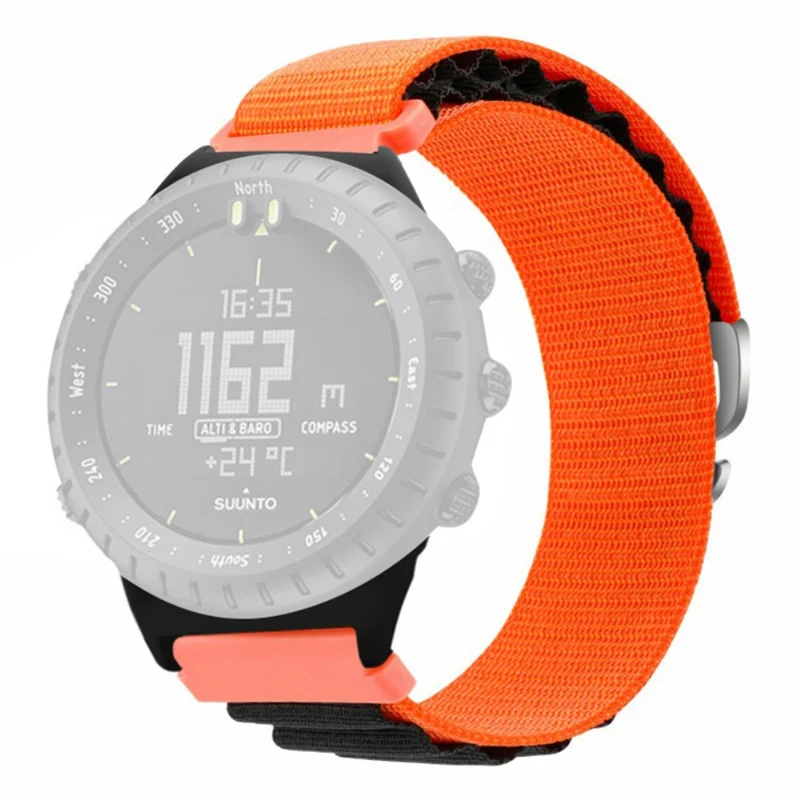 Suunto Core Watch Band 22mm Nylon Loop Adjustable Wrist Strap with Connector - White+Orange