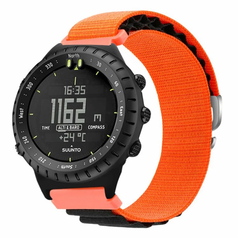 Suunto Core Watch Band 22mm Nylon Loop Adjustable Wrist Strap with Connector - White+Orange