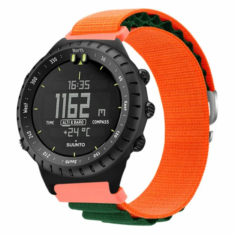 Suunto Core Watch Band 22mm Nylon Loop Adjustable Wrist Strap with Connector - White+Orange