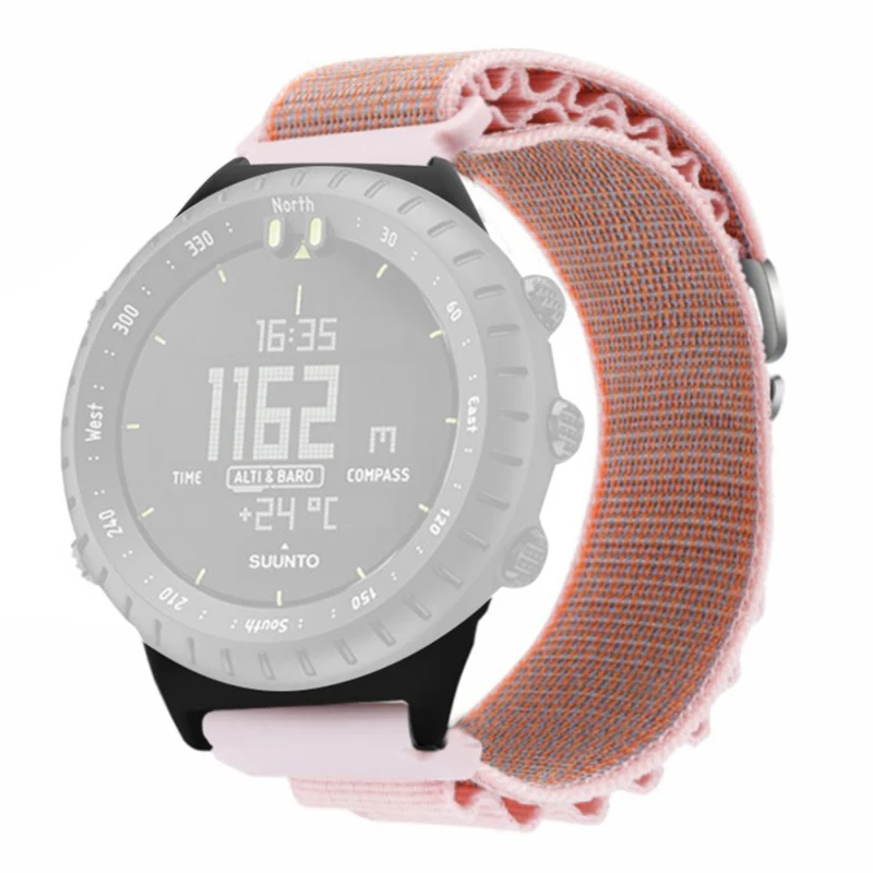 Suunto Core Watch Band 22mm Nylon Loop Adjustable Wrist Strap with Connector - White+Orange