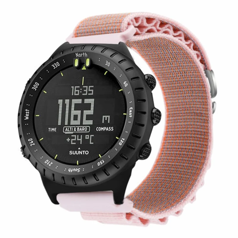 Suunto Core Watch Band 22mm Nylon Loop Adjustable Wrist Strap with Connector - White+Orange