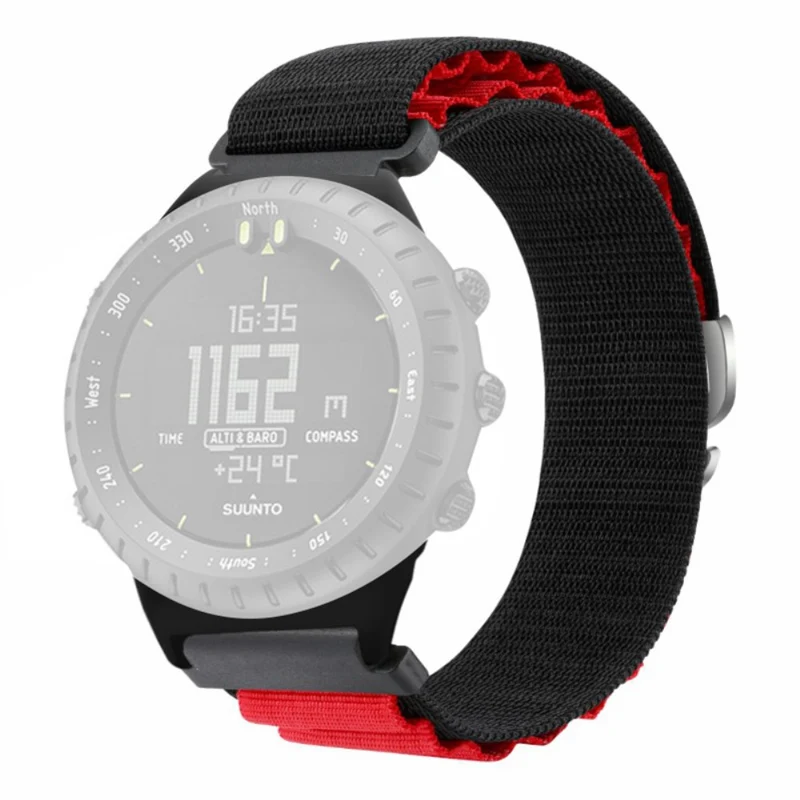 Suunto Core Watch Band 22mm Nylon Loop Adjustable Wrist Strap with Connector - White+Orange