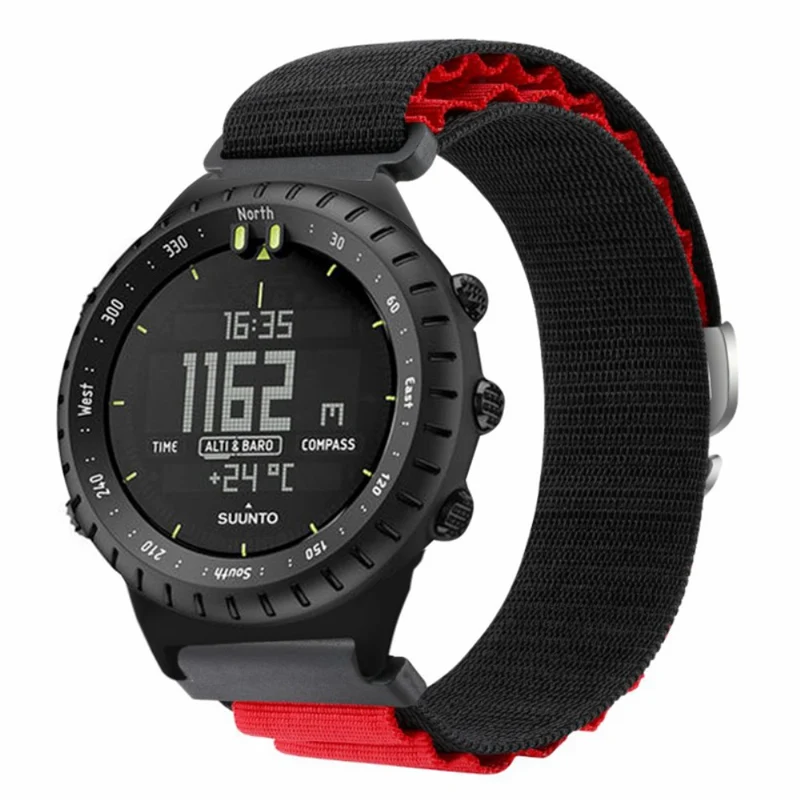 Suunto Core Watch Band 22mm Nylon Loop Adjustable Wrist Strap with Connector - White+Orange