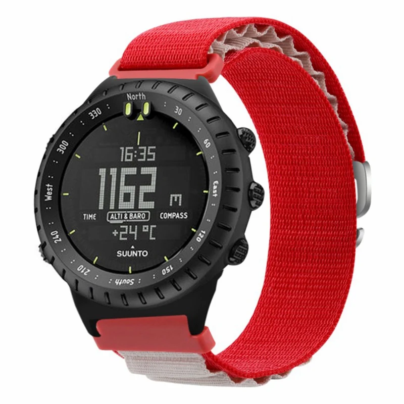 Suunto Core Watch Band 22mm Nylon Loop Adjustable Wrist Strap with Connector - White+Orange