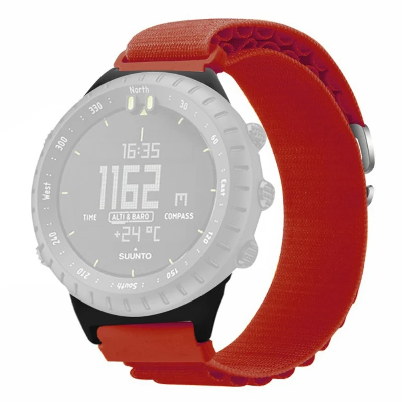 Suunto Core Watch Band 22mm Nylon Loop Adjustable Wrist Strap with Connector - White+Orange