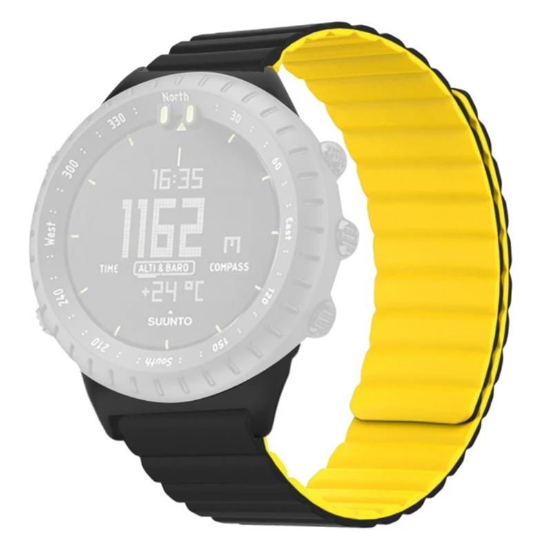 Suunto Core Magnetic Watch Band 22mm Skin-Friendly Flexible Strap - Black+Orange