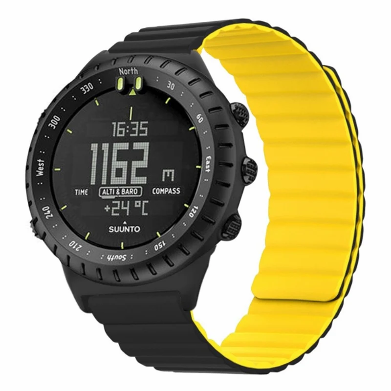 Suunto Core Magnetic Watch Band 22mm Skin-Friendly Flexible Strap - Black+Orange