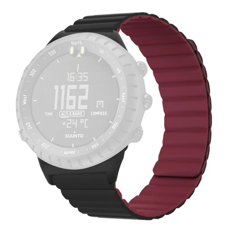Suunto Core Magnetic Watch Band 22mm Skin-Friendly Flexible Strap - Black+Orange
