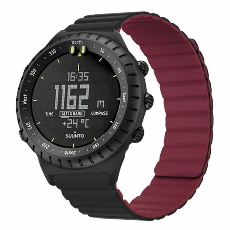 Suunto Core Magnetic Watch Band 22mm Skin-Friendly Flexible Strap - Black+Orange