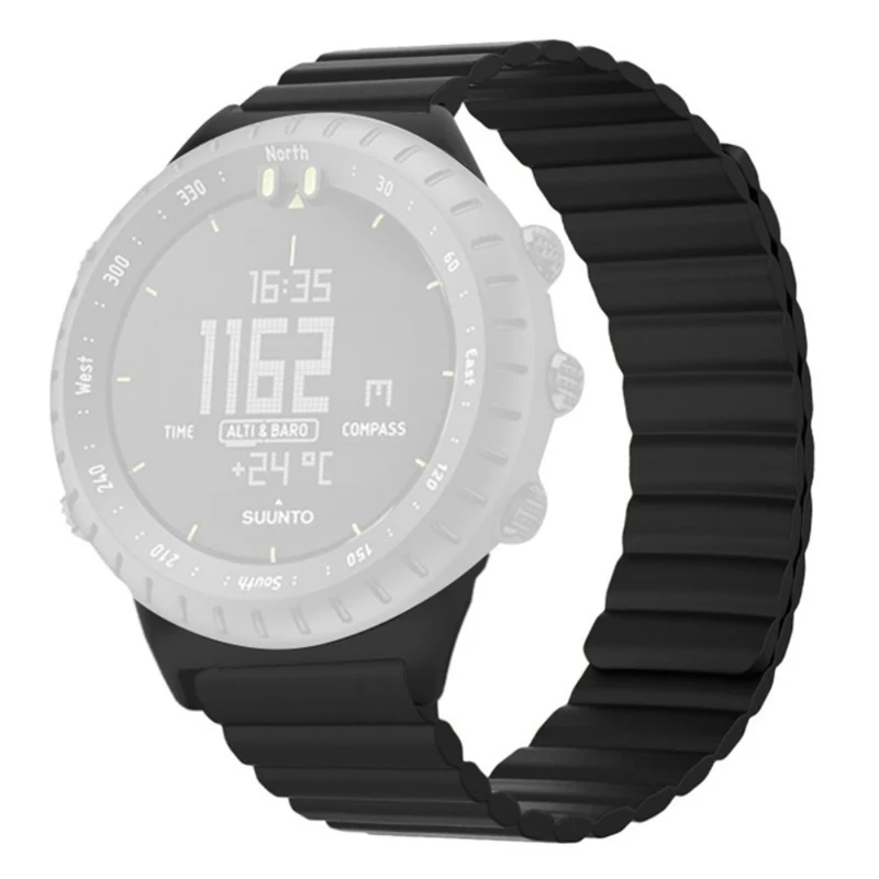 Suunto Core Magnetic Watch Band 22mm Skin-Friendly Flexible Strap - Black+Orange