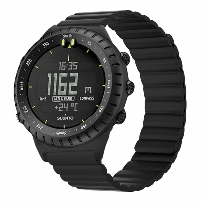 Suunto Core Magnetic Watch Band 22mm Skin-Friendly Flexible Strap - Black+Orange