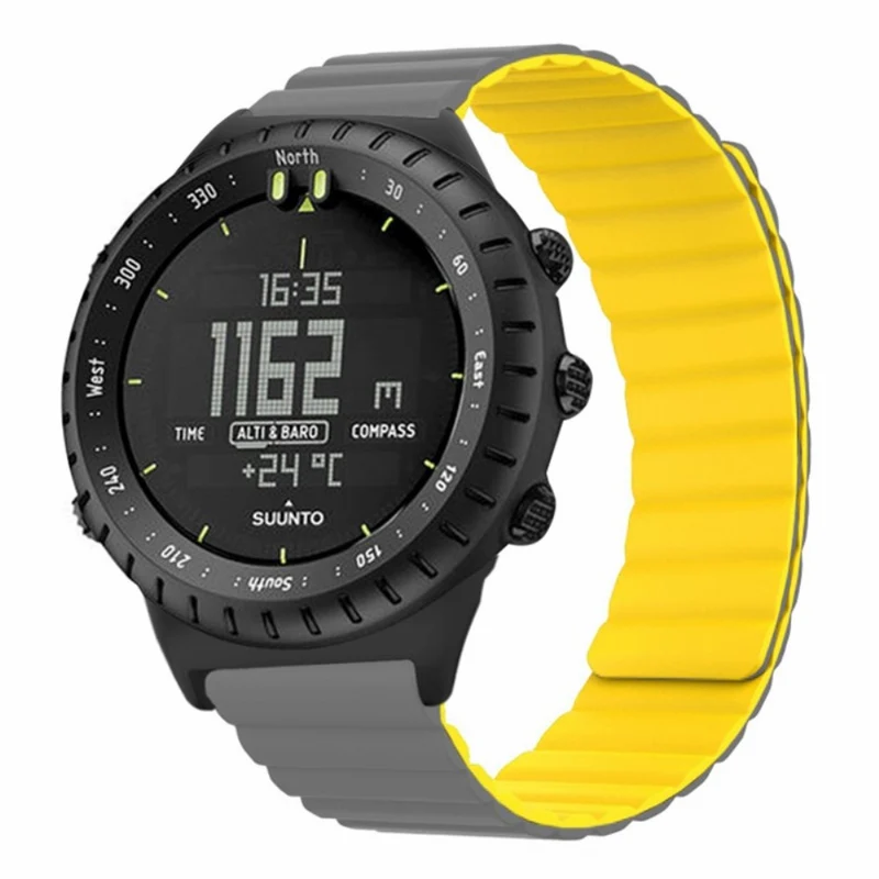 Suunto Core Magnetic Watch Band 22mm Skin-Friendly Flexible Strap - Black+Orange