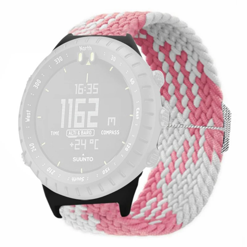 Suunto Core Watch Band Stretchy 22mm Soft Nylon Elastic Braided Strap - Rainbow