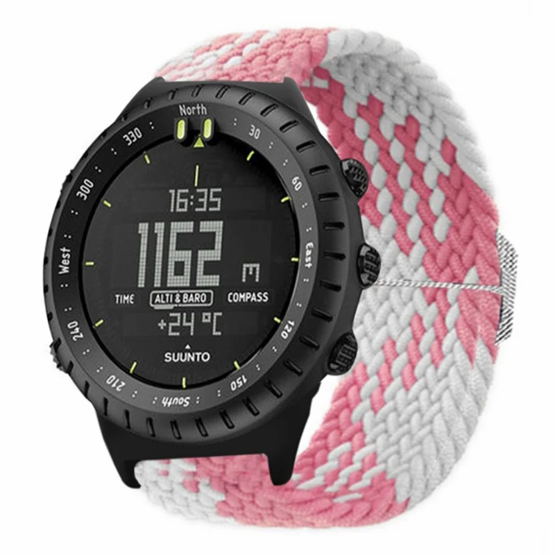 Suunto Core Watch Band Stretchy 22mm Soft Nylon Elastic Braided Strap - Rainbow