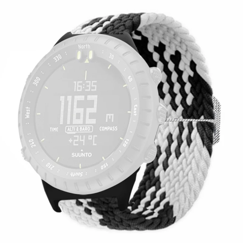 Suunto Core Watch Band Stretchy 22mm Soft Nylon Elastic Braided Strap - Rainbow