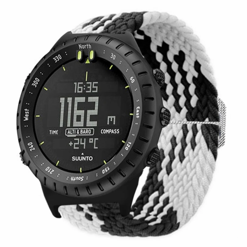Suunto Core Watch Band Stretchy 22mm Soft Nylon Elastic Braided Strap - Rainbow